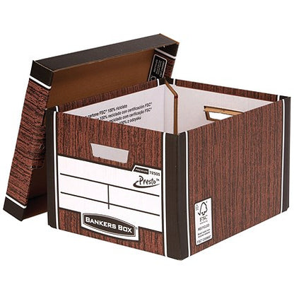 Bankers Box Premium Presto Classic Box, Woodgrain, Pack of 5