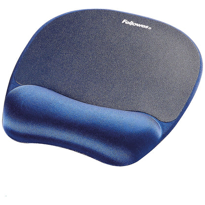 Fellowes Memory Foam Mouse Mat, With Wrist Rest, Blue
