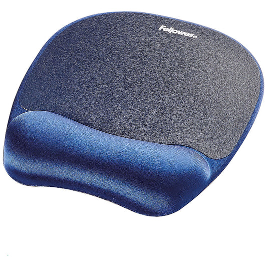 Fellowes Memory Foam Mouse Mat, With Wrist Rest, Blue