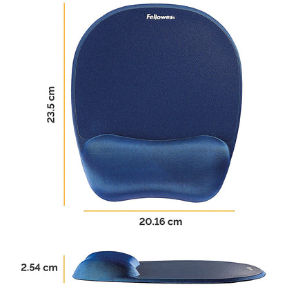 Fellowes Memory Foam Mouse Mat, With Wrist Rest, Blue