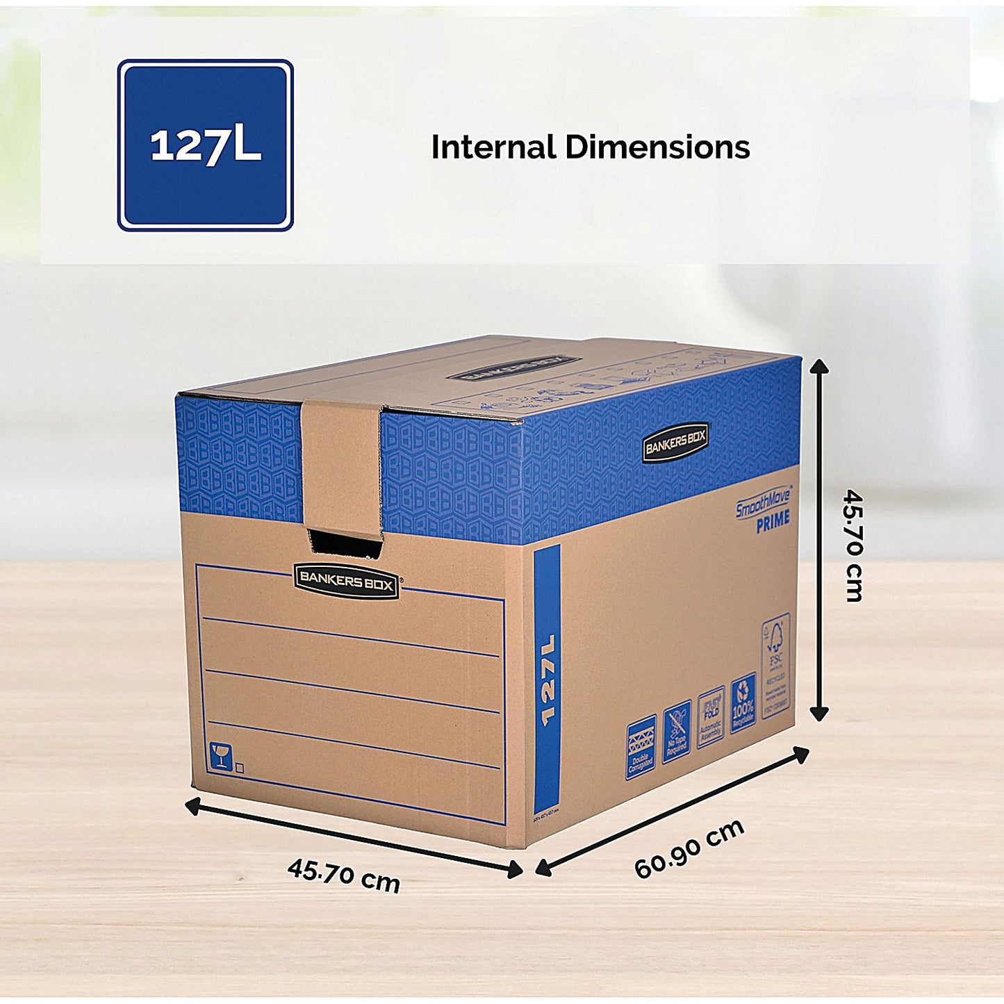 Bankers Box Smooth Move Prime Moving Boxes, W609xD457xH457mm, Brown, Pack of 5