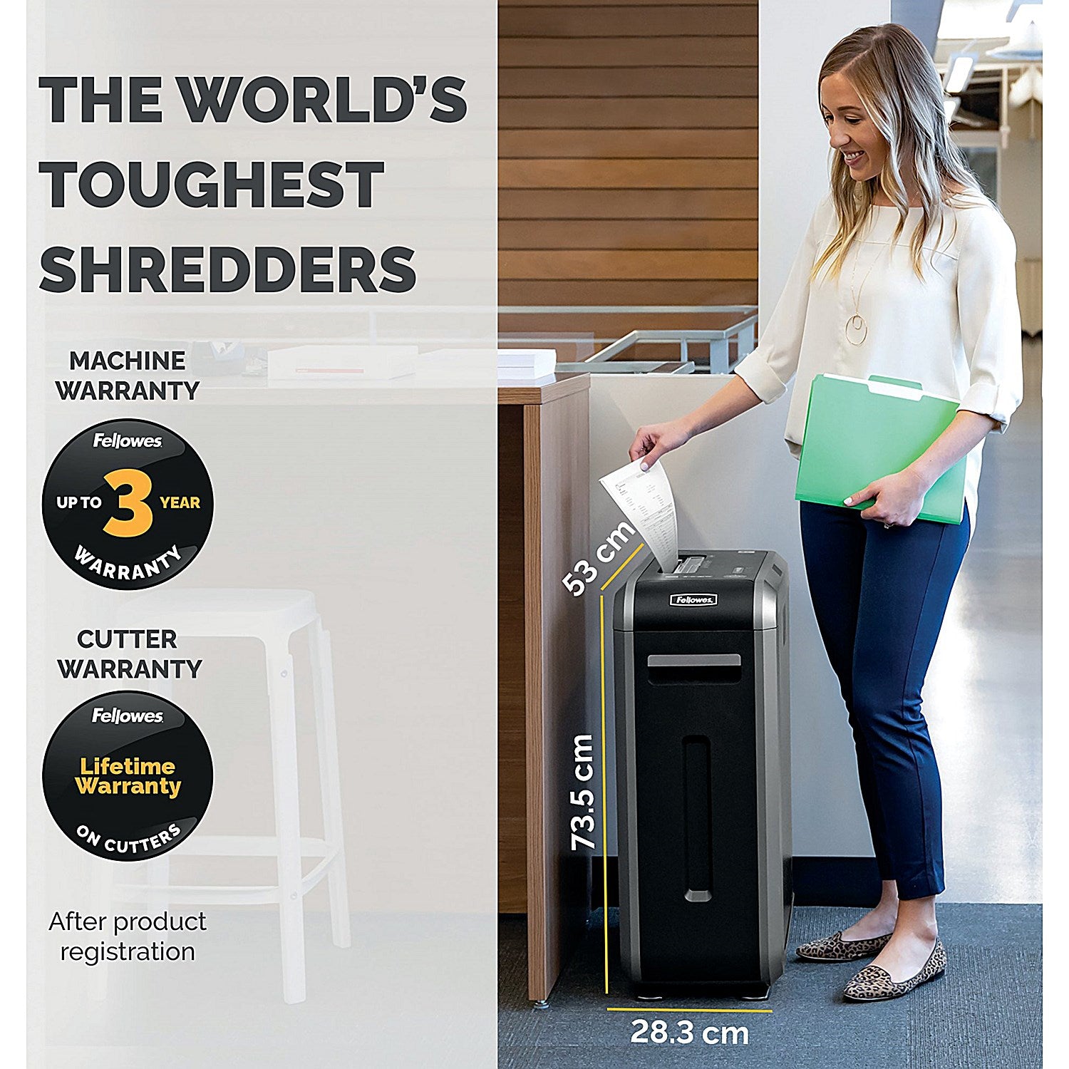 Fellowes Powershred 125i P-2 Strip Cut Shredder, 60 Litres