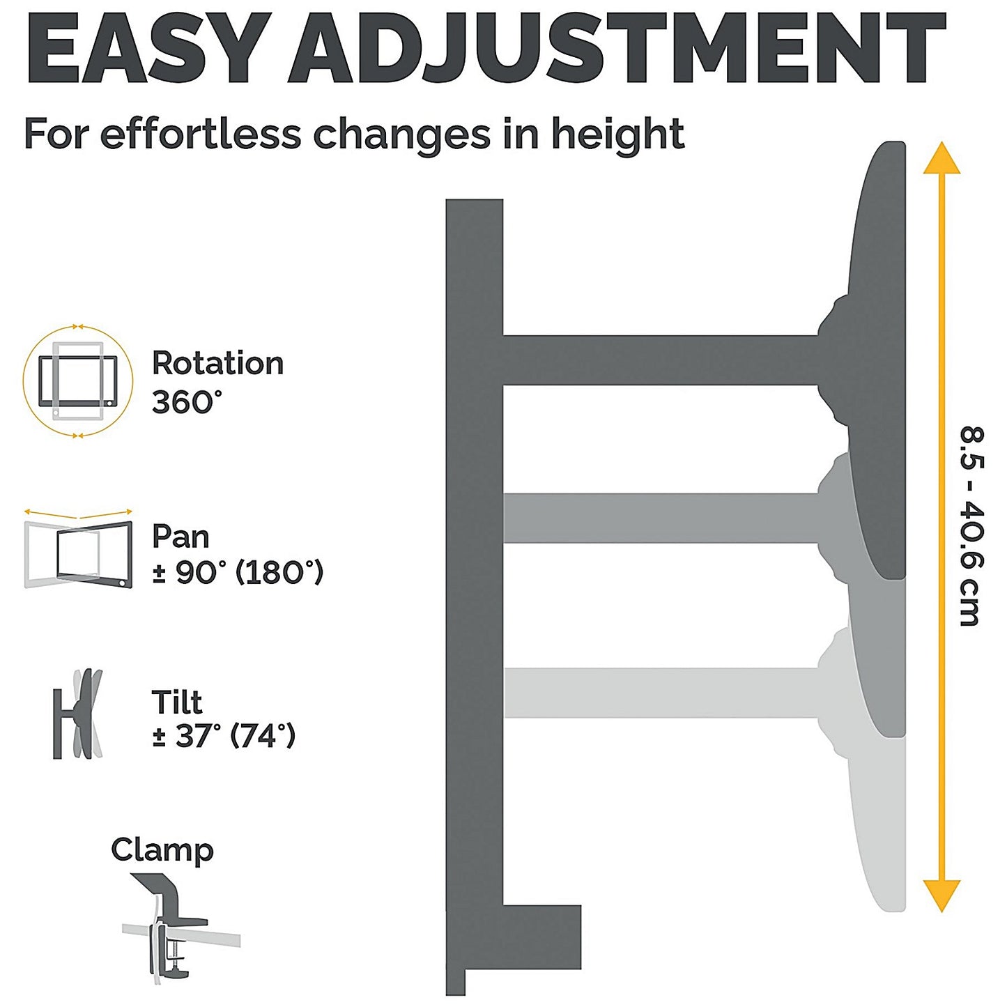 Fellowes Professional Series Deskclamped Dual Monitor Arm, Adjustable Height, Black