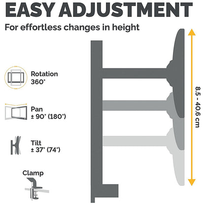Fellowes Professional Series Deskclamped Dual Monitor Arm, Adjustable Height, Black