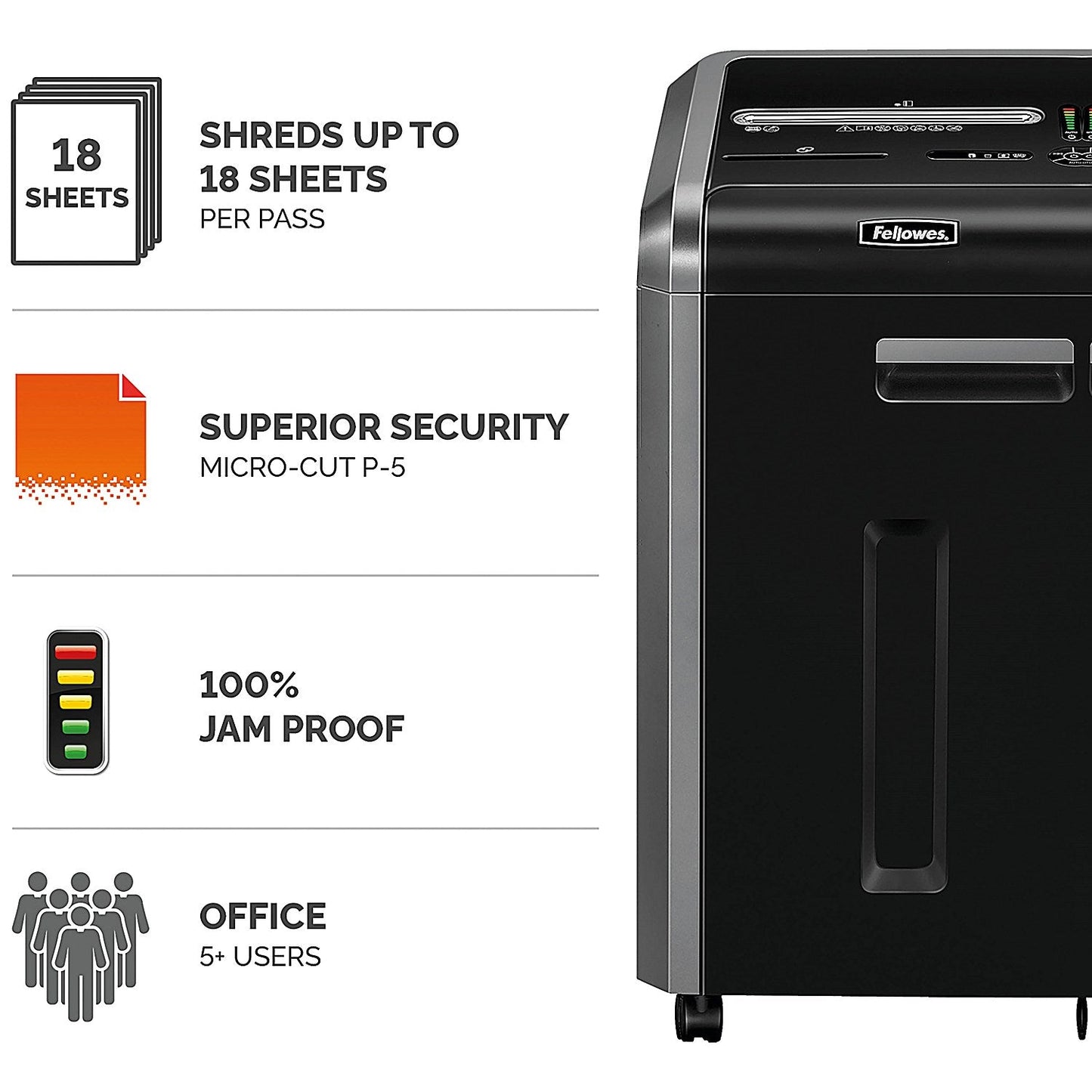 Fellowes 225mi P-5 Microshred Shredder, 60 Litres