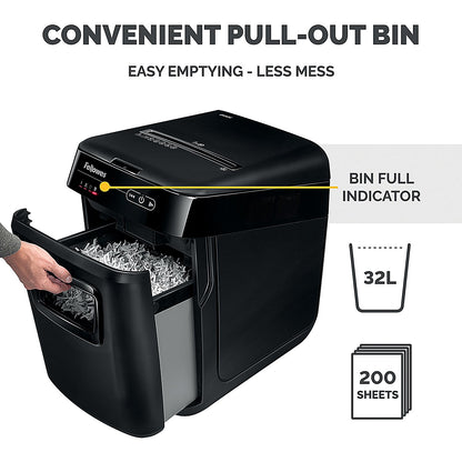 Fellowes Automax 200C P-4 Cross Square Cut Shredder, 32 Litres
