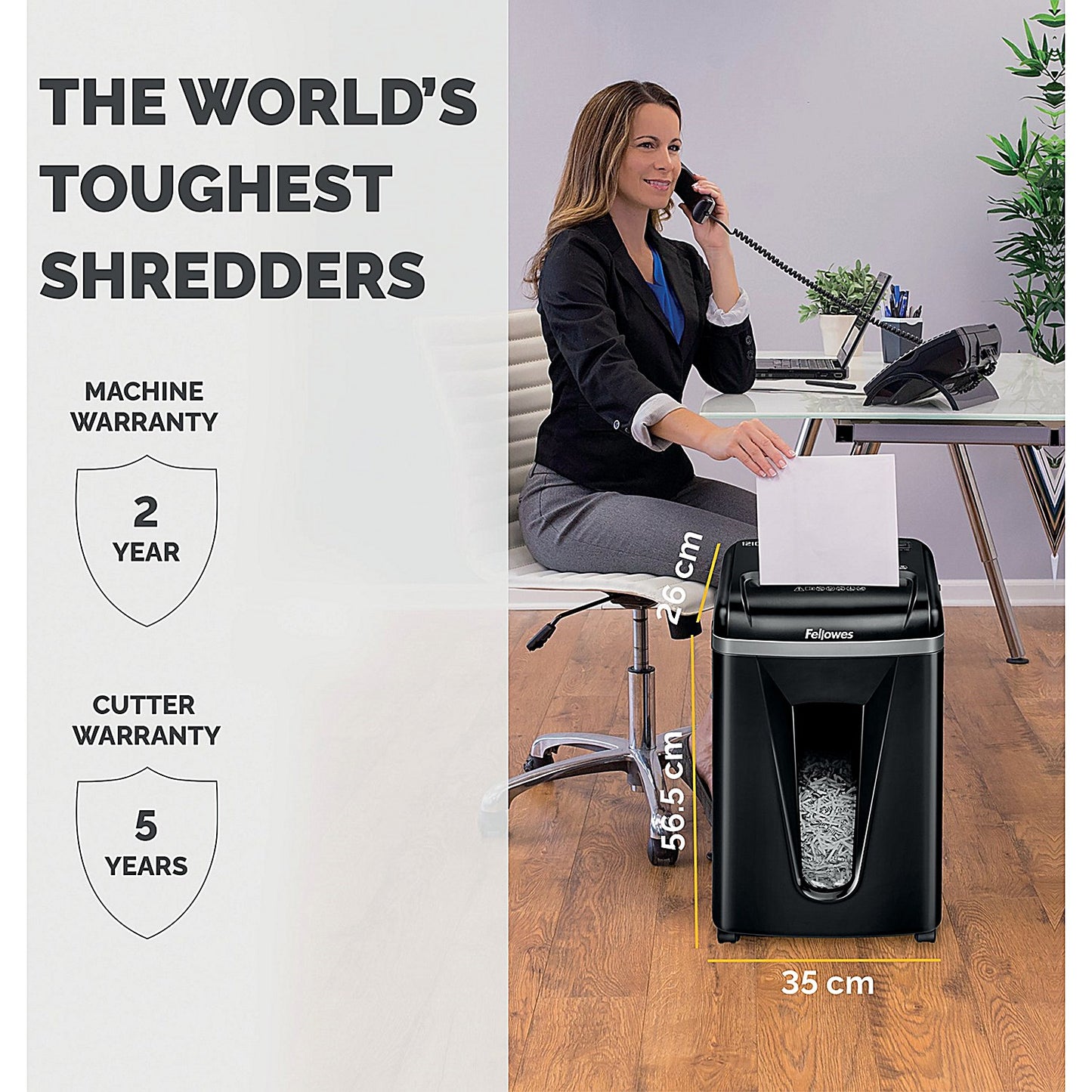 Fellowes Powershred 450M P-5 Micro Cut Shredder, 22 Litres