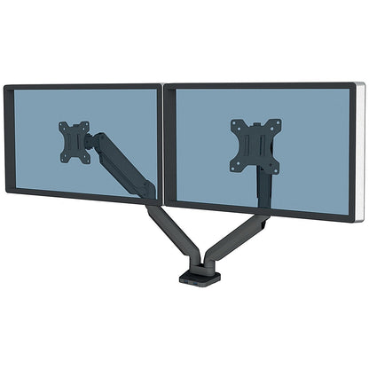 Fellowes Platinum Series Deskclamped Dual Monitor Arm, Adjustable Height, Black