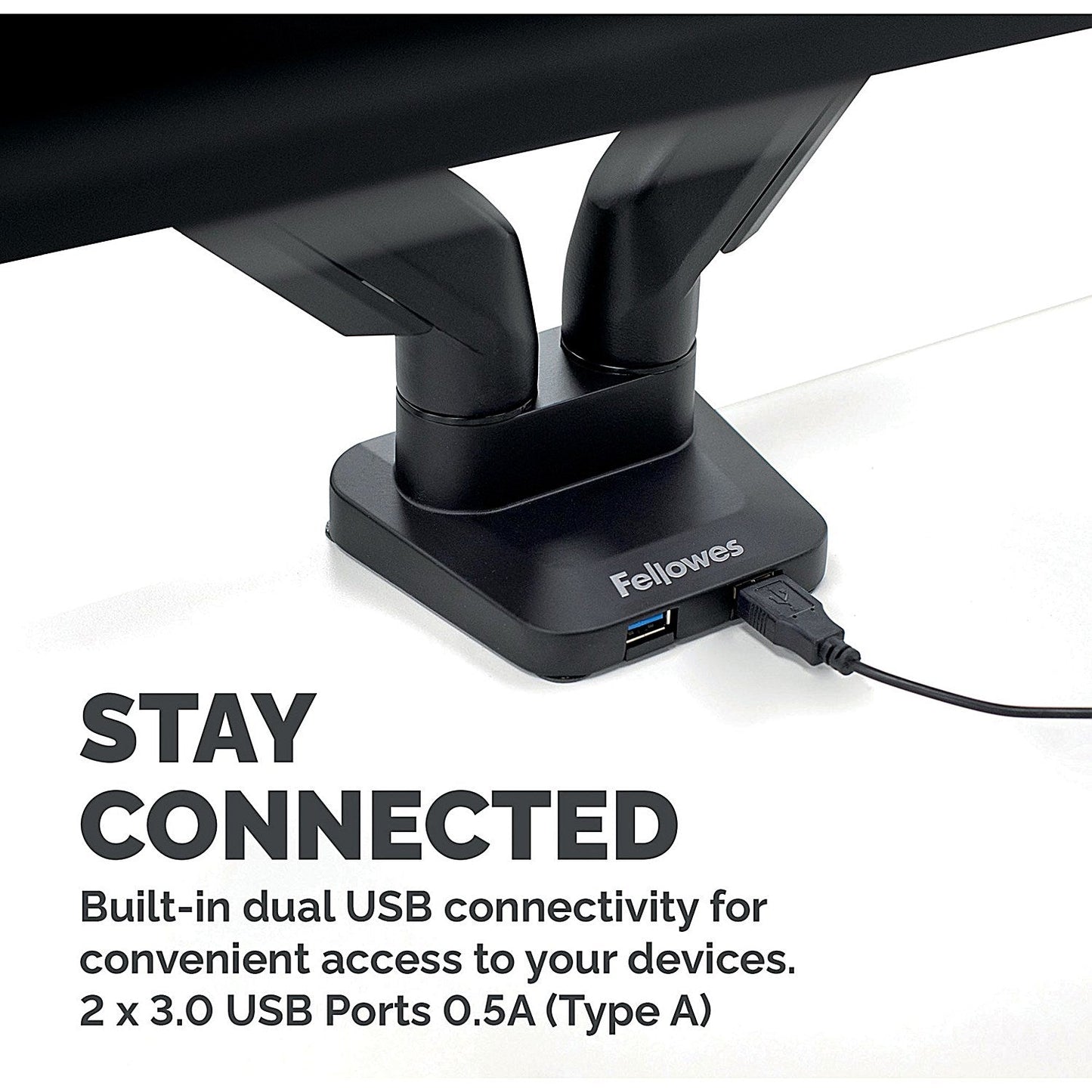 Fellowes Platinum Series Deskclamped Dual Monitor Arm, Adjustable Height, Black