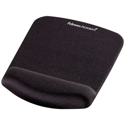 Fellowes Plush Touch Foam Microban Mouse Mat, With Wrist Rest, Black