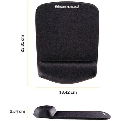 Fellowes Plush Touch Foam Microban Mouse Mat, With Wrist Rest, Black