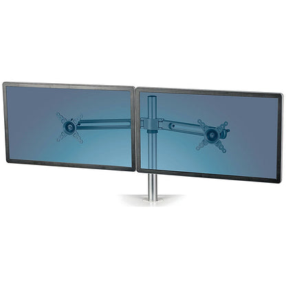Fellowes Lotus Sit Stand Workstaion Dual Monitor Arm, Adjustable Height, Silver