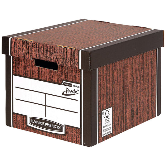 Bankers Box Premium 726 Archive Boxes, Woodgrain, Pack of 10
