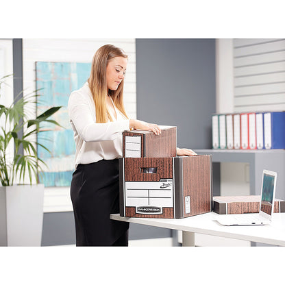 Bankers Box Premium 726 Archive Boxes, Woodgrain, Pack of 10