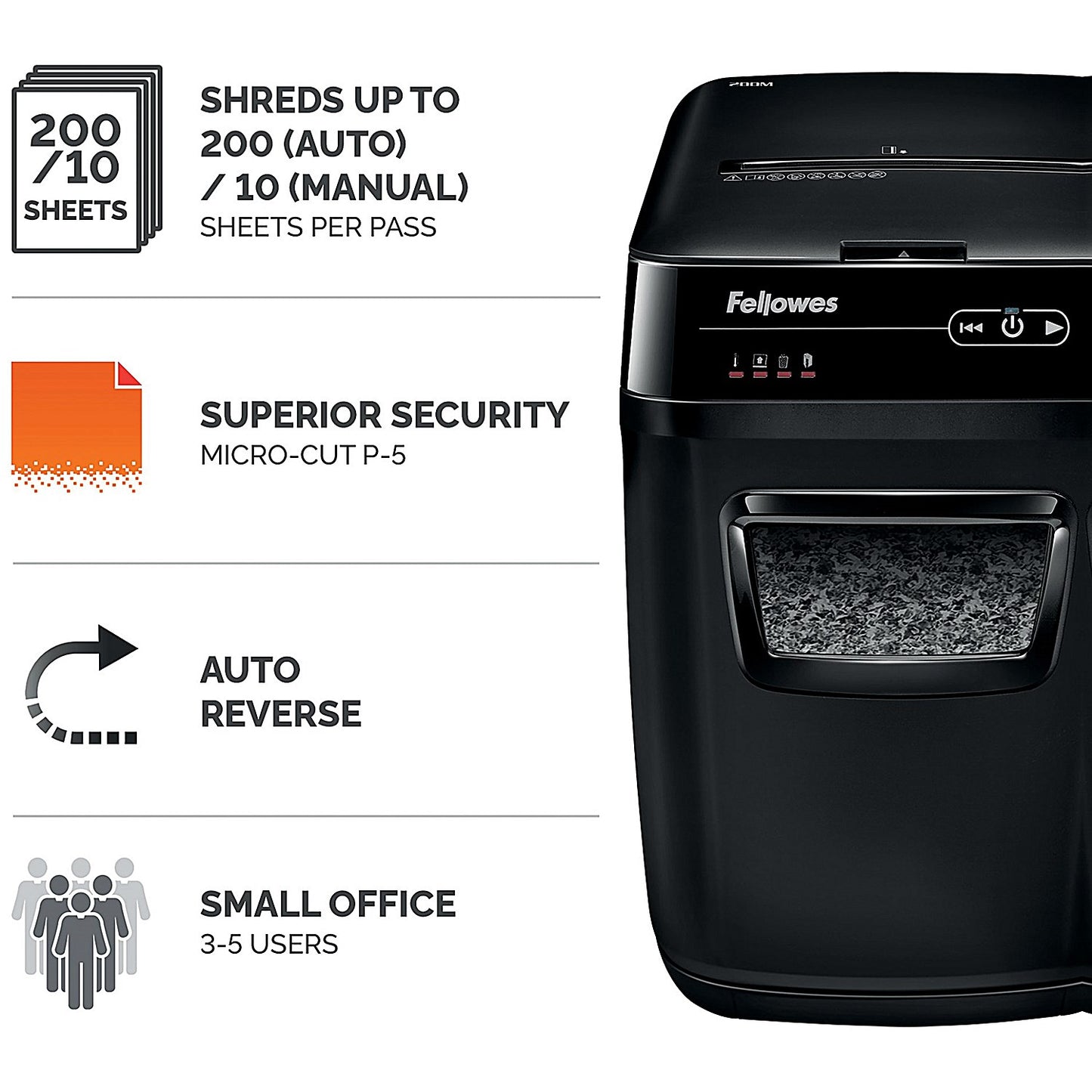 Fellowes AutoMax 200M Shredder Micro Cut 32 Litres P-5