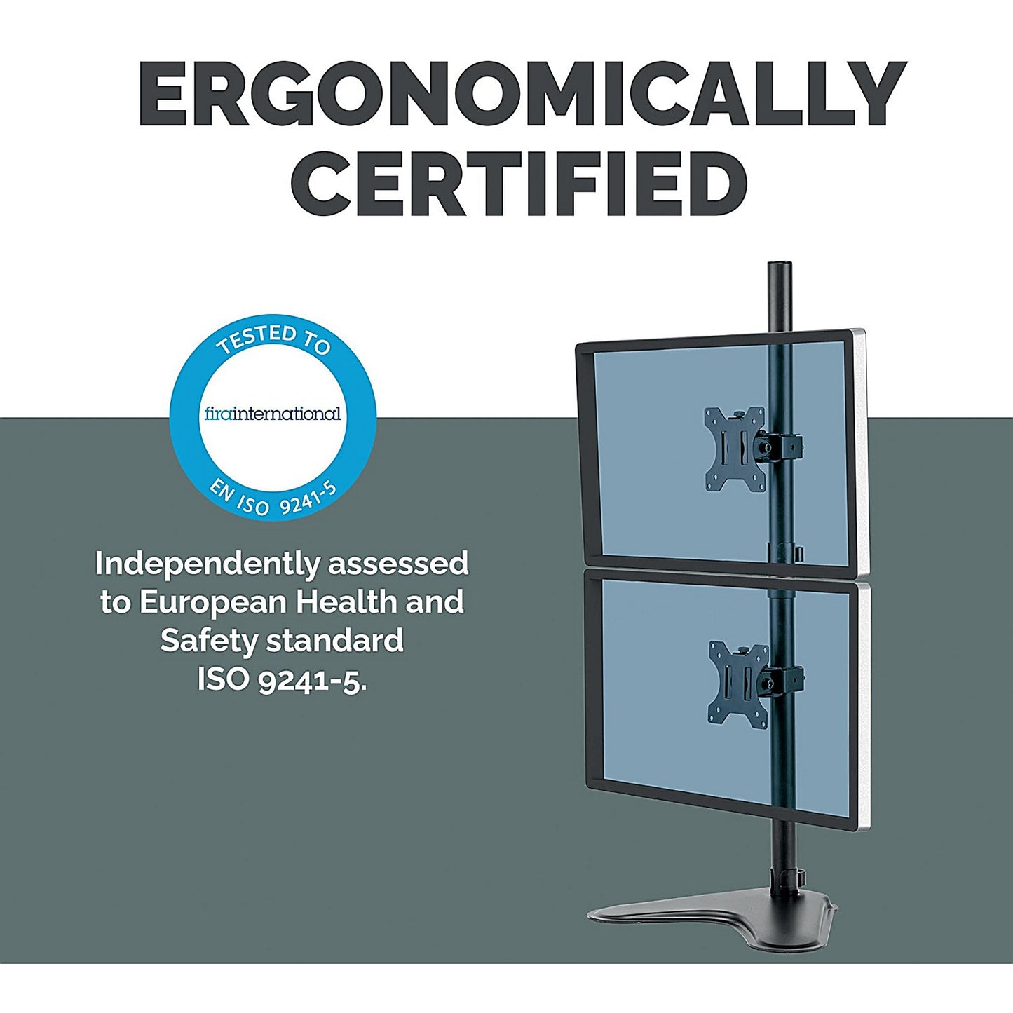 Fellowes Professional Series Tabletop Dual Vertical Monitor Arm, Adjustable Height, Black