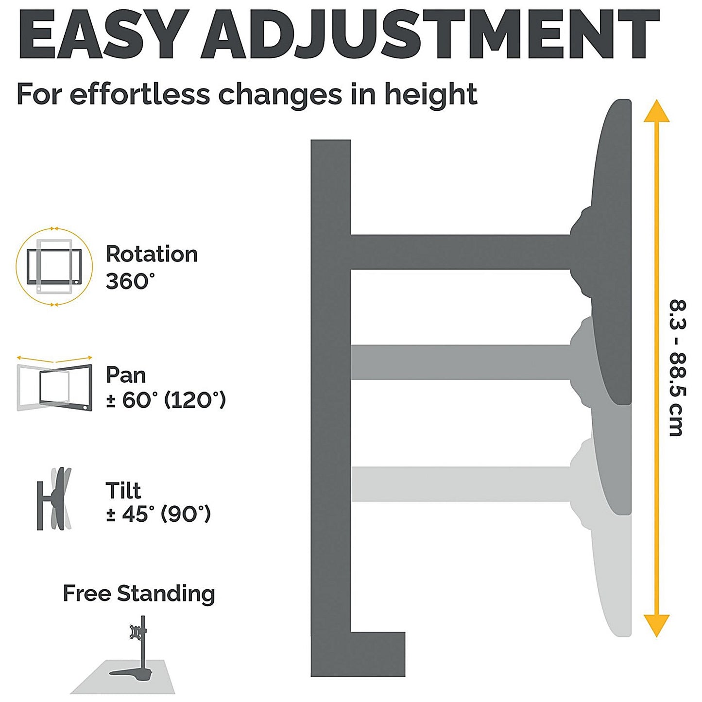 Fellowes Professional Series Tabletop Dual Vertical Monitor Arm, Adjustable Height, Black