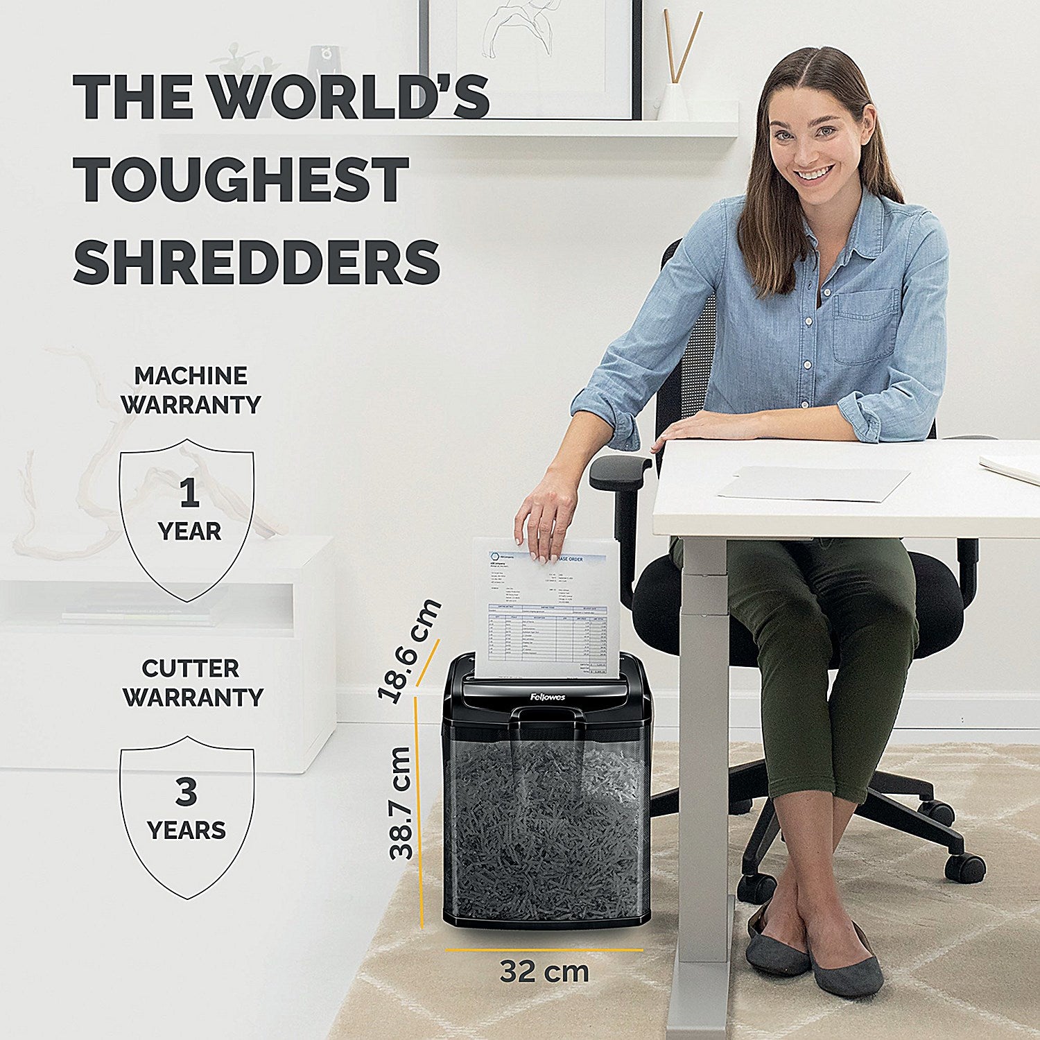 Fellowes Poweshred M-7CM P-4 Cross Cut Shredder, 13 Litres
