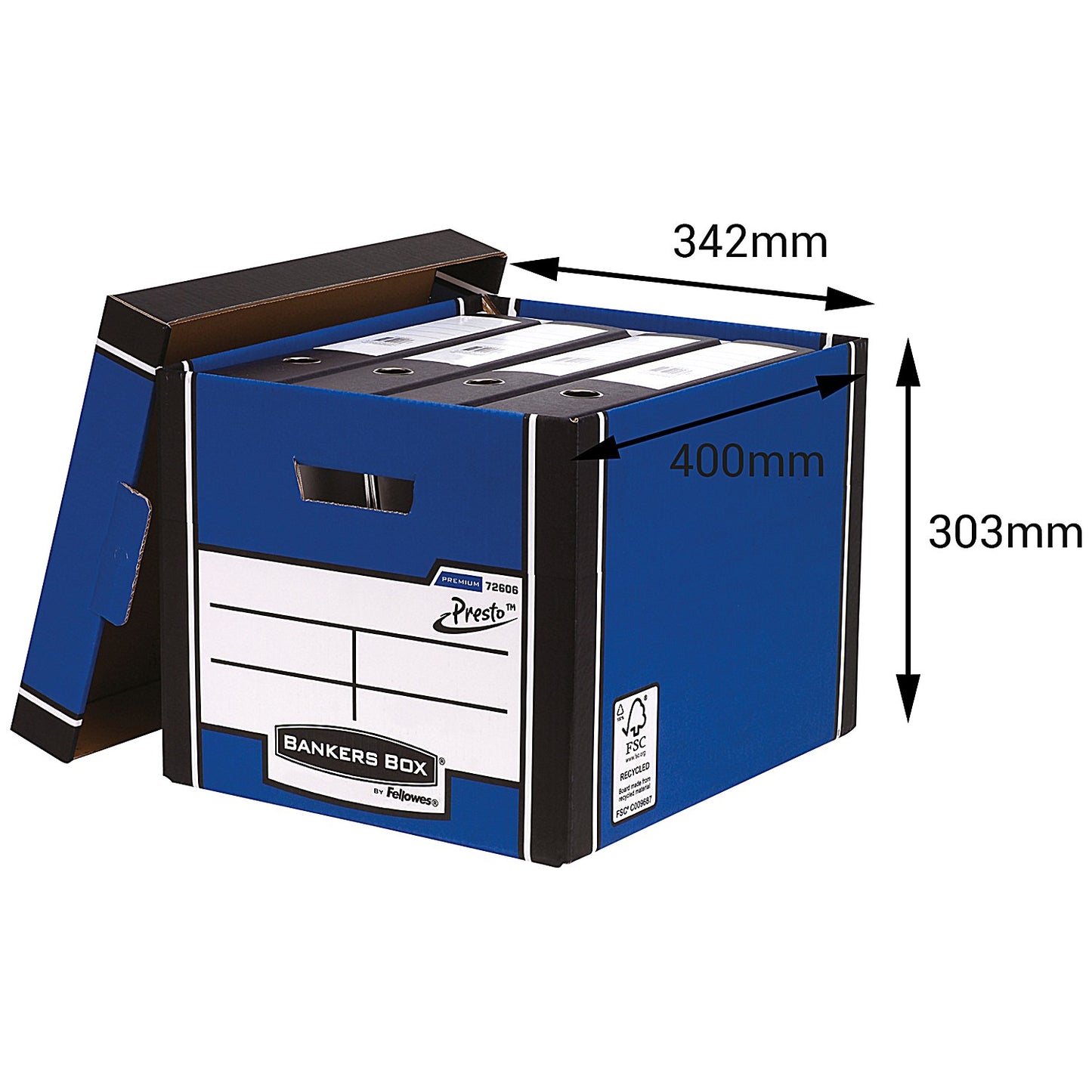 Bankers Box Premium Presto Tall Storage Box, Blue and White, Pack of 10