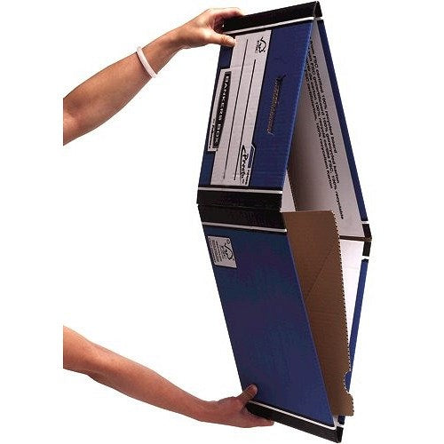 Bankers Box Premium Presto Tall Storage Box, Blue and White, Pack of 10