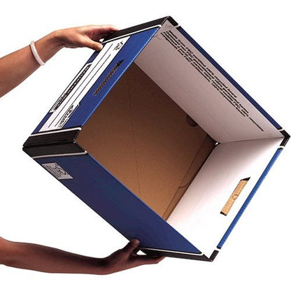 Bankers Box Premium Presto Tall Storage Box, Blue and White, Pack of 10
