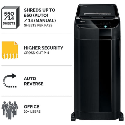 Fellowes AutoMax 550C P-4 Cross Cut Shredder, 83 Litres