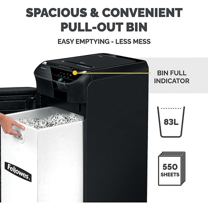 Fellowes AutoMax 550C P-4 Cross Cut Shredder, 83 Litres