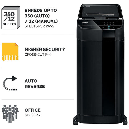 Fellowes AutoMax 350C P-4 Cross Cut Shredder, 68 Litres