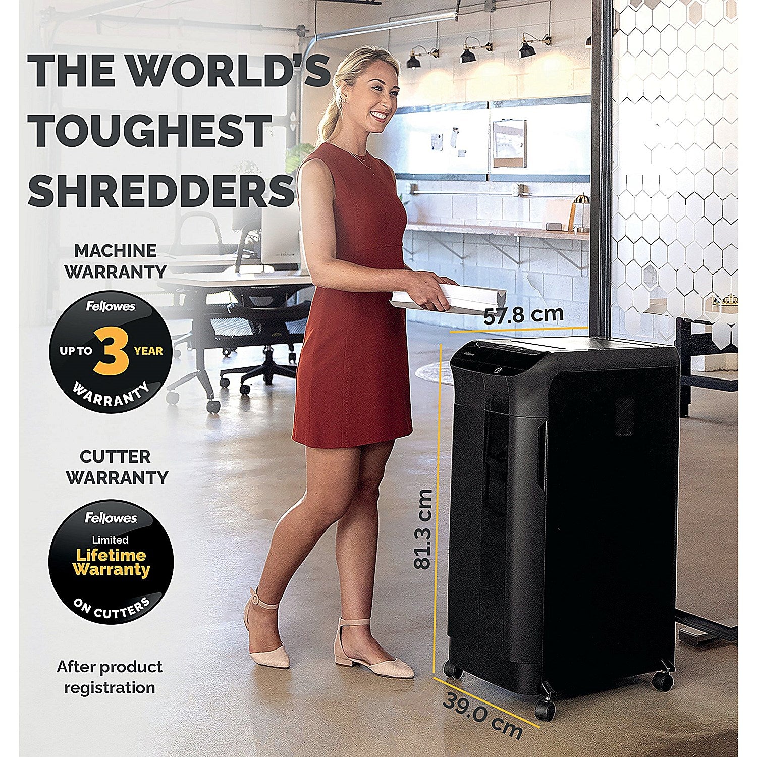Fellowes AutoMax 350C P-4 Cross Cut Shredder, 68 Litres