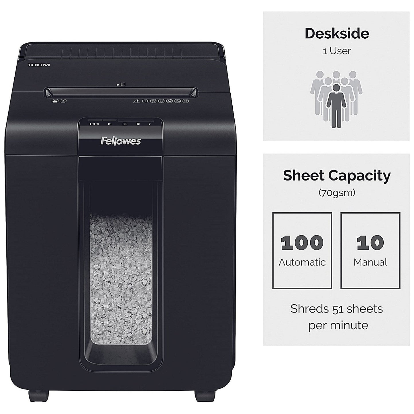 Fellowes AutoMax 100M P-4 Mini-Cut Shredder, 23 Litres