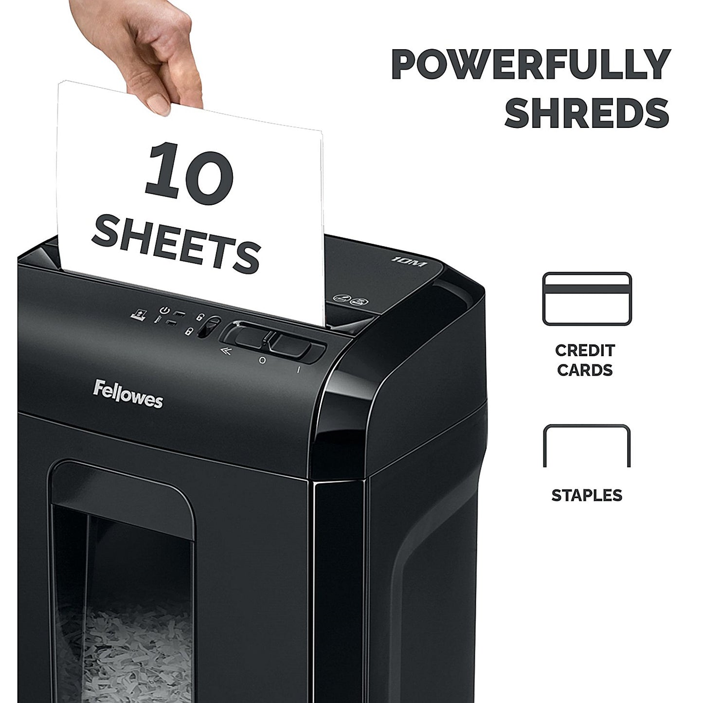Fellowes Powershred 10M P-5 Micro-Cut Shredder, 19 Litres