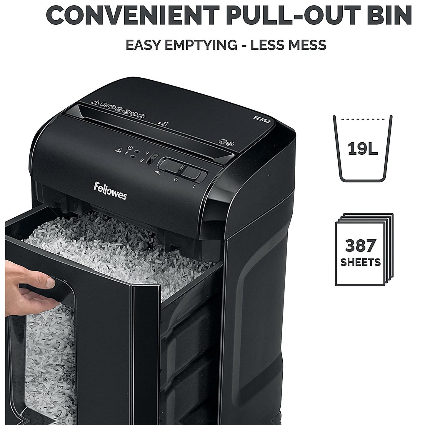 Fellowes Powershred 10M P-5 Micro-Cut Shredder, 19 Litres