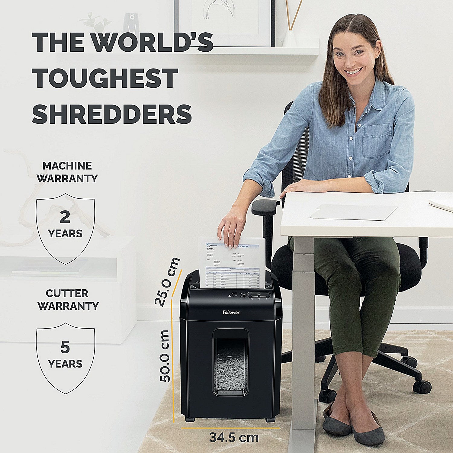 Fellowes Powershred 10M P-5 Micro-Cut Shredder, 19 Litres