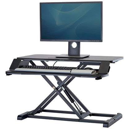 Fellowes Corsivo Tabletop Sit Stand Workstation, Adjustable Height, Black