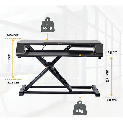 Fellowes Corsivo Tabletop Sit Stand Workstation, Adjustable Height, Black