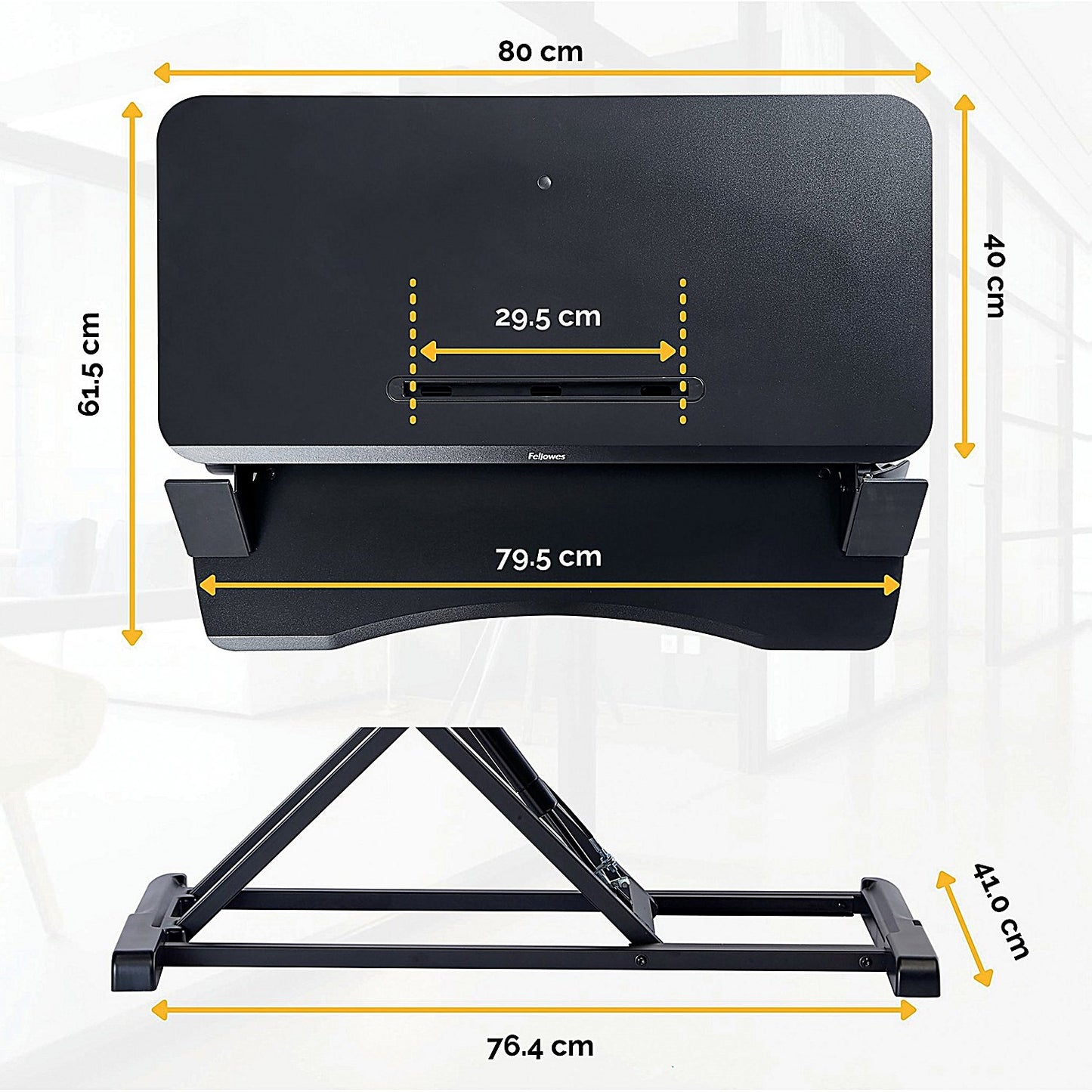 Fellowes Corsivo Tabletop Sit Stand Workstation, Adjustable Height, Black