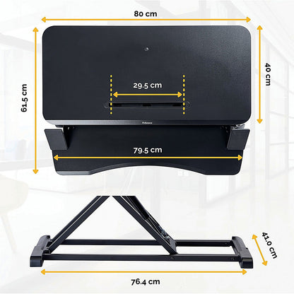 Fellowes Corsivo Tabletop Sit Stand Workstation, Adjustable Height, Black