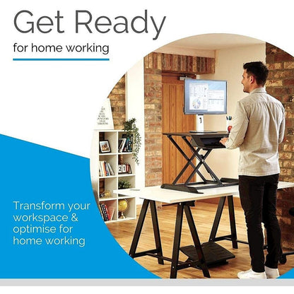 Fellowes Corsivo Tabletop Sit Stand Workstation, Adjustable Height, Black