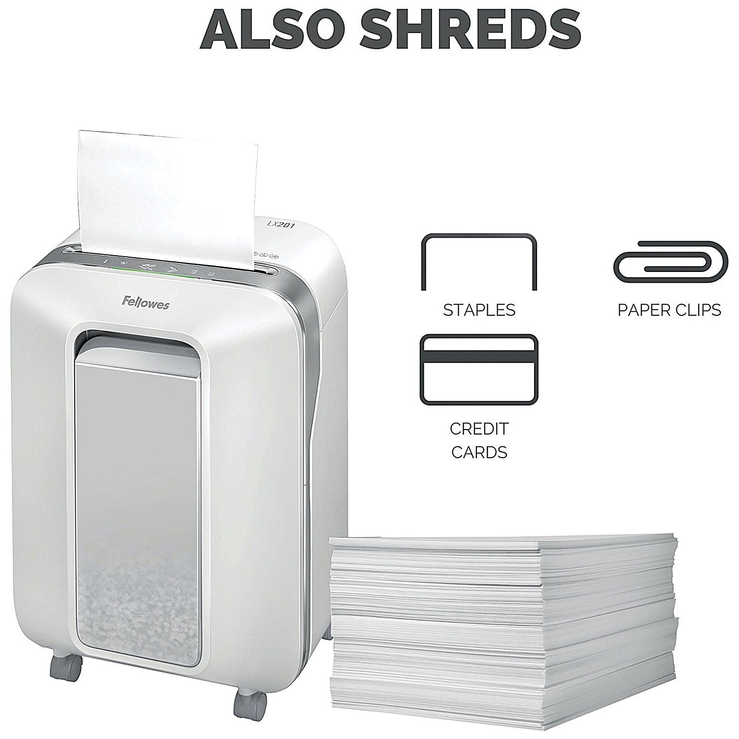 Fellowes Powershred LX201 P-5 Micro-Cut Shredder, 22 Litres