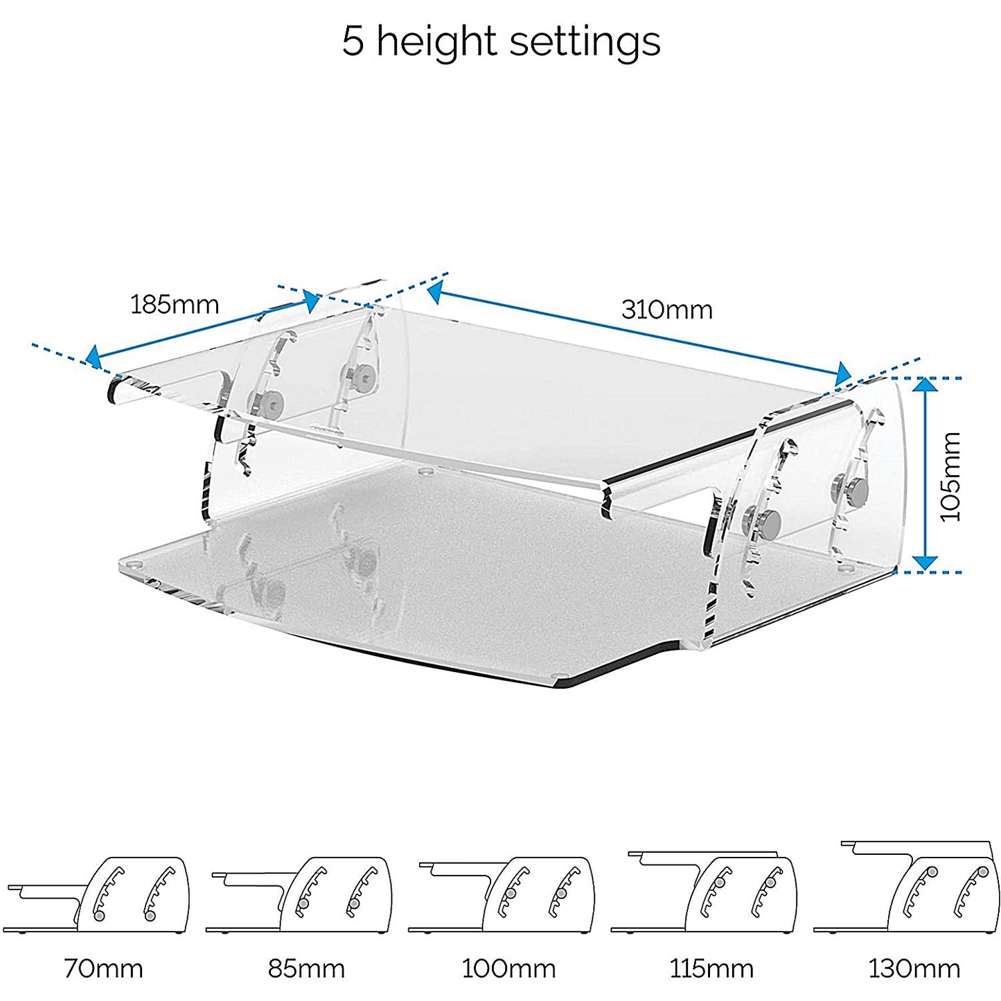 Fellowes Clarity Monitor Stand, Adjustable Height, Clear