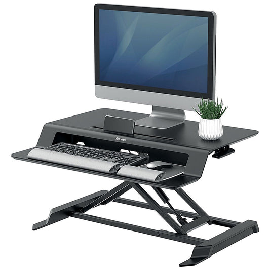 Fellowes Lotus LT Tabletop Sit Stand Workstation, Adjustable Height, Black