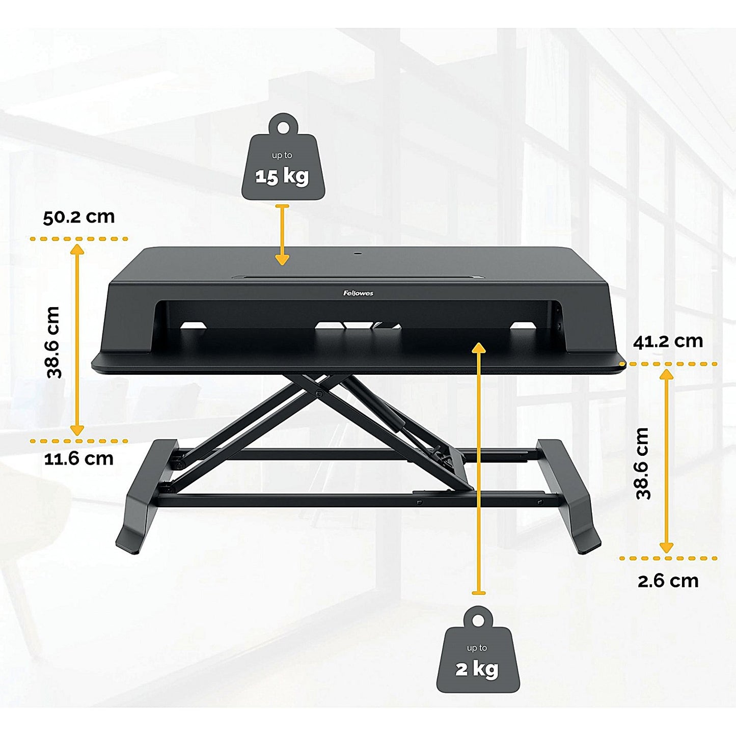 Fellowes Lotus LT Tabletop Sit Stand Workstation, Adjustable Height, Black