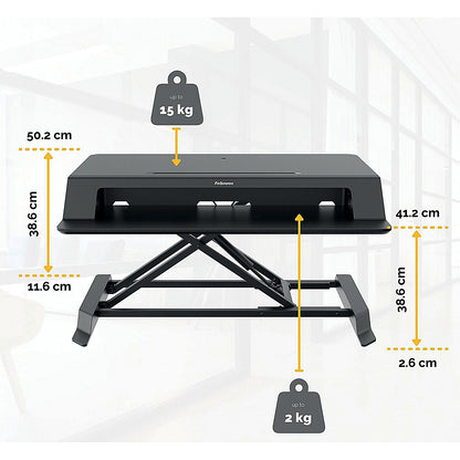 Fellowes Lotus LT Tabletop Sit Stand Workstation, Adjustable Height, Black