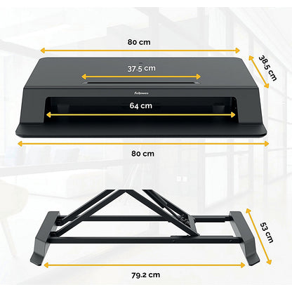 Fellowes Lotus LT Tabletop Sit Stand Workstation, Adjustable Height, Black