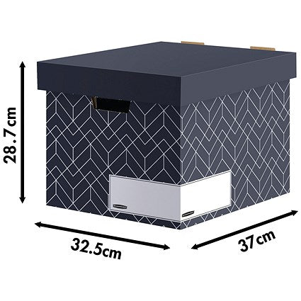 Bankers Box Decor Storage Box, Midnight Blue, Pack of 5