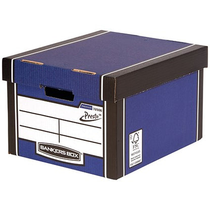 Bankers Box Premium Presto Classic Box, Blue, Pack of 5