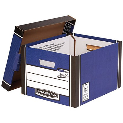 Bankers Box Premium Presto Classic Box, Blue, Pack of 5