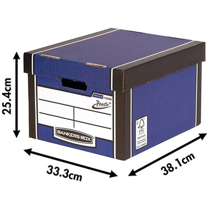 Bankers Box Premium Presto Classic Box, Blue, Pack of 5