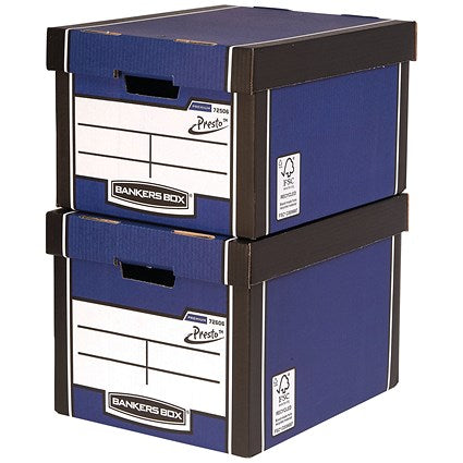 Bankers Box Premium Presto Classic Box, Blue, Pack of 5