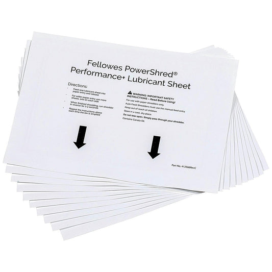 Fellowes Powershred Performance+ Lubricant Sheets (Pack of 10) 4025601